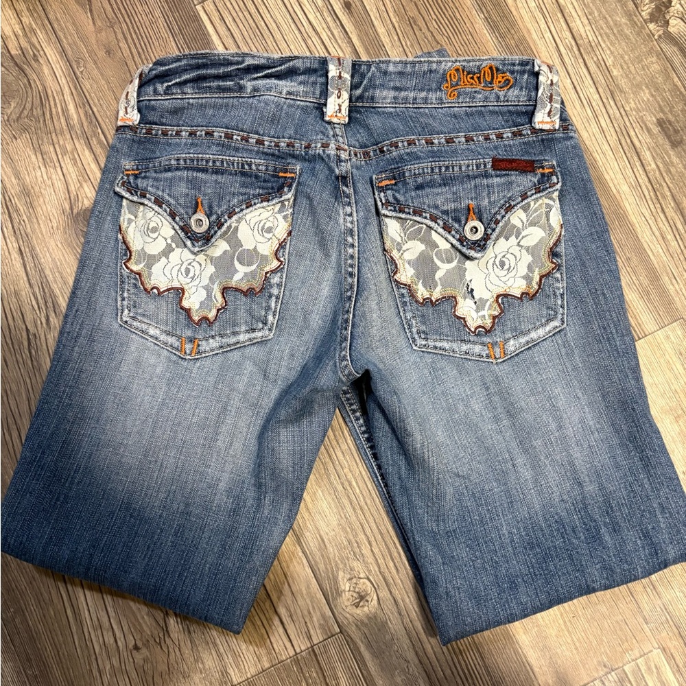 Miss Me Light Blue Denim jeans with Floral Embroidery
